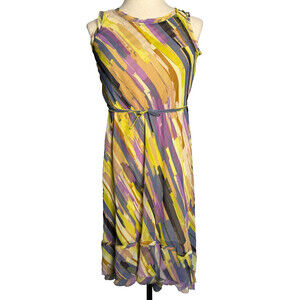 Simply Vera Vera Wang Multicolor Striped Dress, Sz M Sleeveless Lined, Hi-Lo Hem
